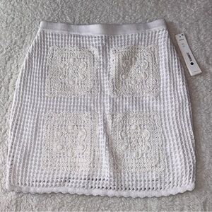 Aqua Fully Lined Crochet Mini Skirt Size Medium NWT